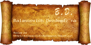 Balassovich Dezdemóna névjegykártya
